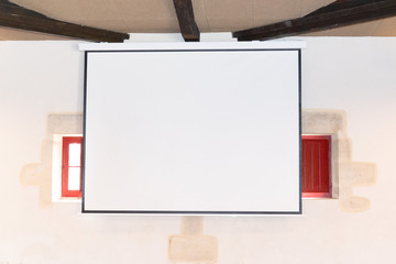 projection screen for overhead projector in wall