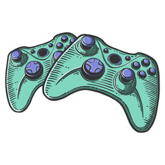 Gamepad. Vector concept in doodle and sketch style. Hand drawn illustration for printing on T-shirts, postcards. © Sviatoslav Kovtun