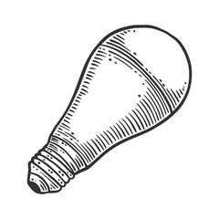 LED light bulb. Vector concept in doodle and sketch style. Hand drawn illustration for printing on T-shirts, postcards.