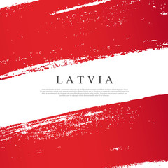 Flag of Latvia. Brush strokes drawn by hand. Independence Day.