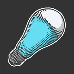 LED light bulb. Vector concept in doodle and sketch style. Hand drawn illustration for printing on T-shirts, postcards.