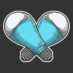 LED light bulb. Vector concept in doodle and sketch style. Hand drawn illustration for printing on T-shirts, postcards.