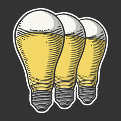 LED light bulb. Vector concept in doodle and sketch style. Hand drawn illustration for printing on T-shirts, postcards.