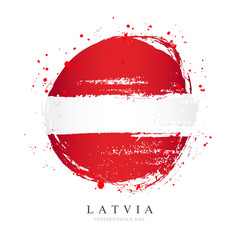 Latvian flag in the form of a large circle.