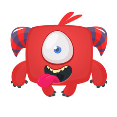 Funny cartoon monster. Vector Halloween illustration