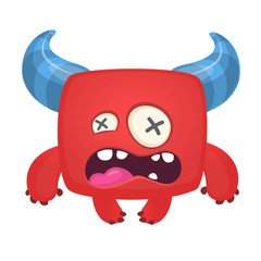 Funny cartoon monster. Vector Halloween illustration