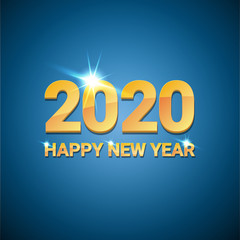 2020 Happy chinese new year of the Rat creative design background or greeting card. 2020 new year golden numbers on blue