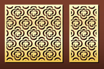 Laser cut panels, vector set for wood or metal decor, arabic geometric pattern