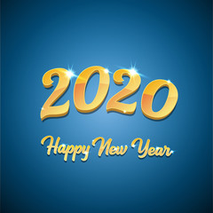 2020 Happy chinese new year of the Rat creative design background or greeting card. 2020 new year golden numbers on blue