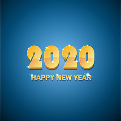 2020 Happy chinese new year of the Rat creative design background or greeting card. 2020 new year golden numbers on blue