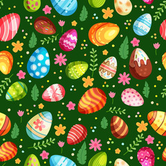 Fototapeta na wymiar Easter eggs seamless pattern. Holiday vintage background