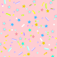 Sprinkle Cupcake Donut Topping. Seamless Pattern 