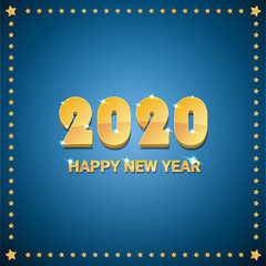 2020 Happy chinese new year of the Rat creative design background or greeting card. 2020 new year golden numbers on blue