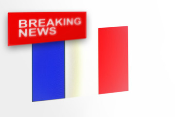 Breaking news, France country's flag and the inscription news