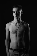 Fototapeta premium portrait of a boy with weak body