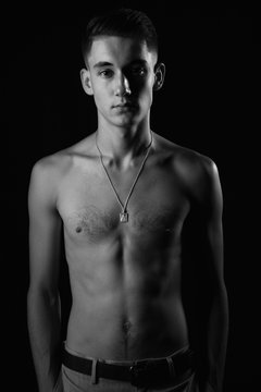 portrait of a boy with weak body