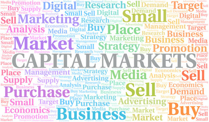 Capital Markets word cloud. Vector made with text only.