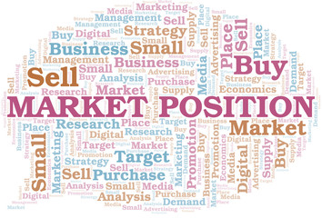 Obraz premium Market Position word cloud. Vector made with text only.