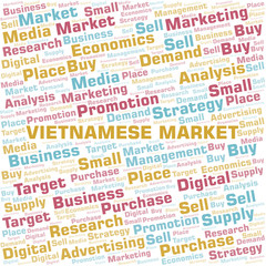 Obraz premium Vietnamese Market word cloud. Vector made with text only.