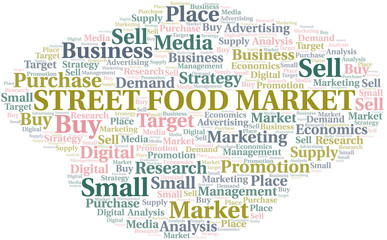 Street Food Market word cloud. Vector made with text only.