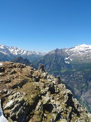 Obraz premium The Alps during a sunny summer day in Val Bognanco, near the town of Domodossola, Italy - June 2019.