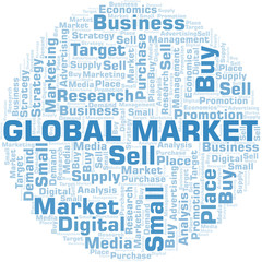Obraz premium Global Market word cloud. Vector made with text only.