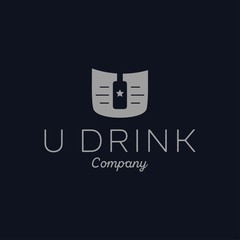 Letter U with Drink or Bottle or Bar Logo Design Vector