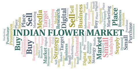 Fototapeta premium Indian Flower Market word cloud. Vector made with text only.