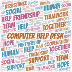 Computer Help Desk word cloud. Vector made with text only.