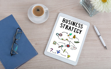 Business strategy concept on a digital tablet