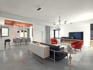 3d render of modern living room