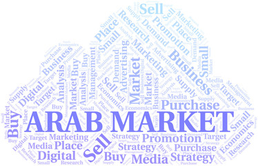 Obraz premium Arab Market word cloud. Vector made with text only.