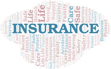 Insurance word cloud vector made with text only.