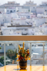 vase with beautiful dry flowers on the terrace in Andalusia Spain