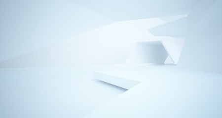 Abstract white interior with window. 3D illustration and rendering.