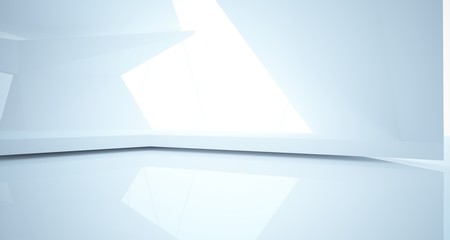 Abstract white interior with window. 3D illustration and rendering.