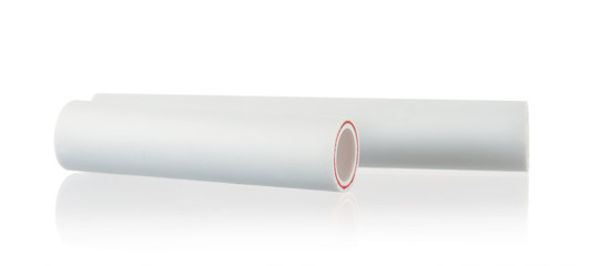 Plastic water pipes isolated on white