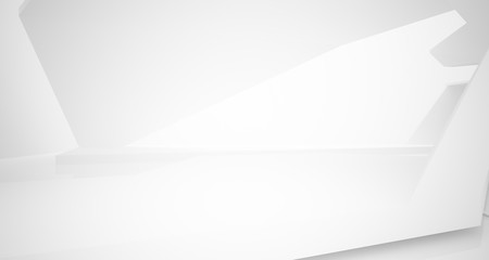 Abstract white interior with window. 3D illustration and rendering.