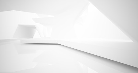 Abstract white interior with window. 3D illustration and rendering.