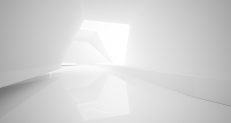 Abstract white parametric interior with window. 3D illustration and rendering.