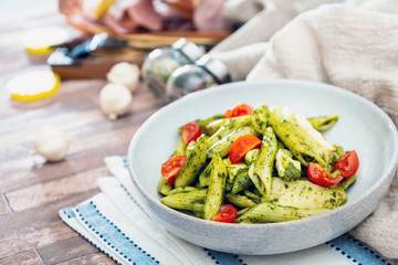 Penne with Chicken and Pesto Sauce