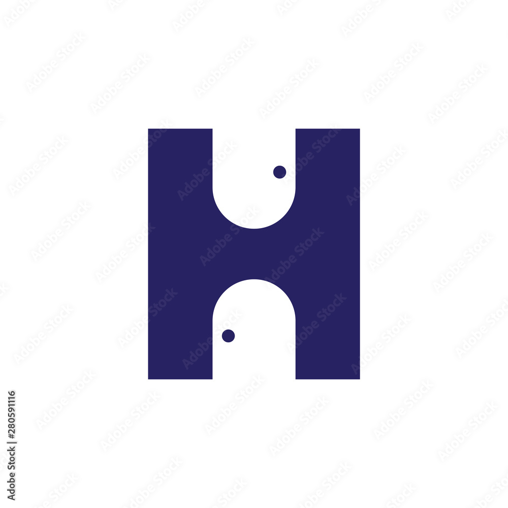 Wall mural letter h and negative door logo template vector