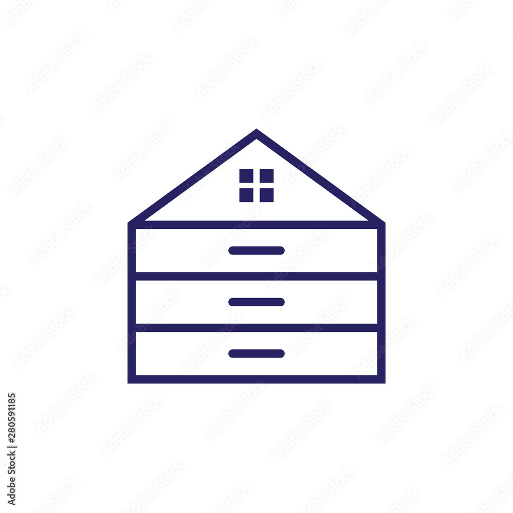 Wall mural rack or storage house logo line template vector