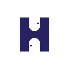 Letter h and negative door logo template vector