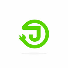 Electric Charging Vector Letter J