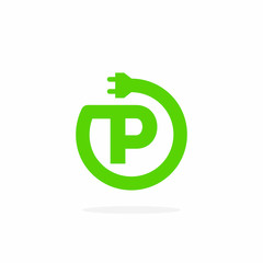 Electric Charging Vector Letter P