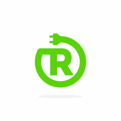 Obraz premium Electric Charging Vector Letter R