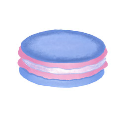Hand painted levander macaroon illustration on white background