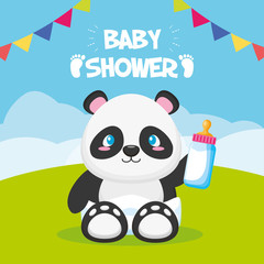 panda with bottle toy baby shower card