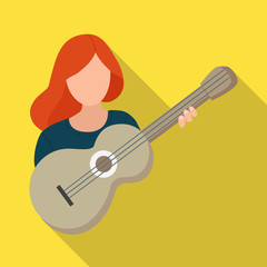 Vector design of girl and guitar logo. Collection of girl and woman stock symbol for web.